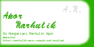 apor marhulik business card